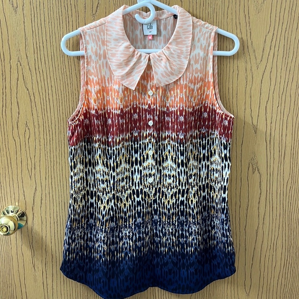 CAbi Style #3078 Ombré Love Blouse Medium Sleeveless Heart of CAbi